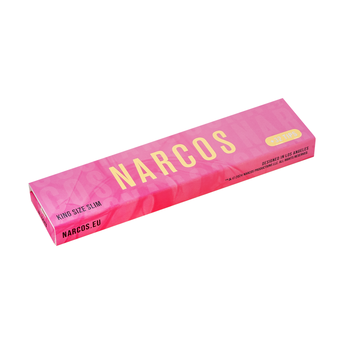 NARCOS ROLLING PAPER PINK EDITION / KING SIZE SLIM + 32 TIPS / DISPLAY 24