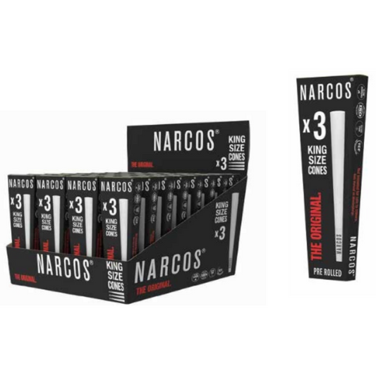 NARCOS CONES PRE-ROLLED MADE WITH NATURAL, ARABIC GUM & PREMIUM FRANCE PAPER / DISPLAY 32/ 4953