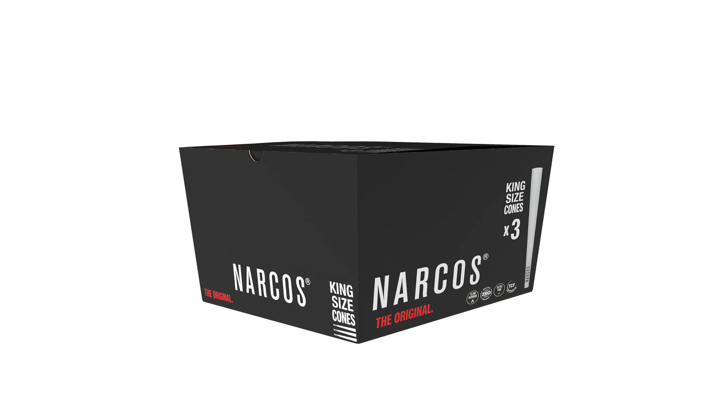 NARCOS CONES PRE-ROLLED MADE WITH NATURAL, ARABIC GUM & PREMIUM FRANCE PAPER / DISPLAY 32/ 4953