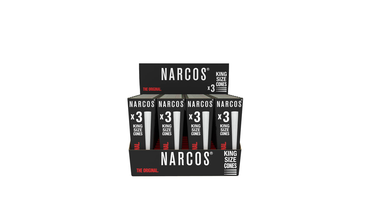 NARCOS CONES PRE-ROLLED MADE WITH NATURAL, ARABIC GUM & PREMIUM FRANCE PAPER / DISPLAY 32/ 4953