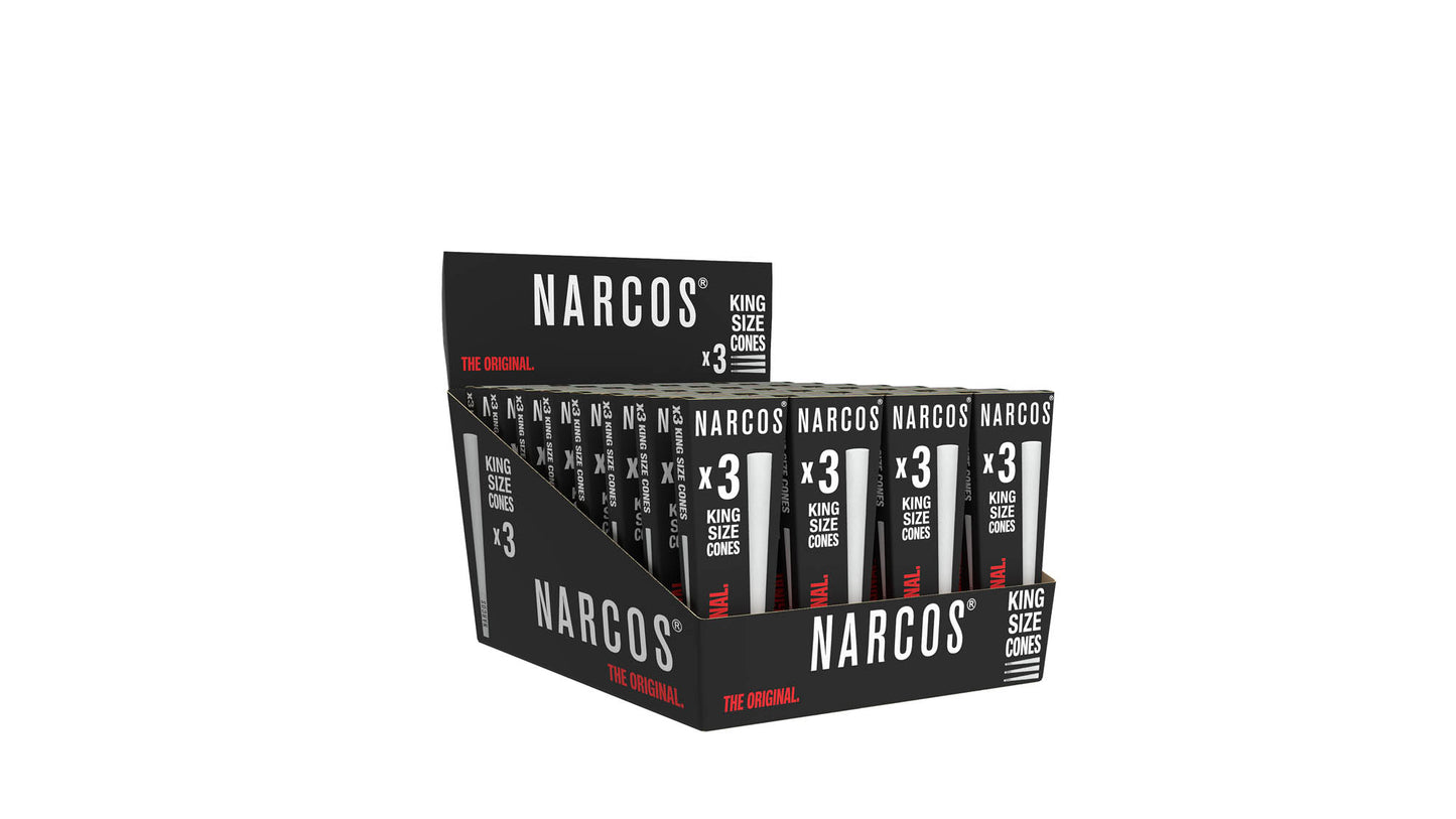 NARCOS CONES PRE-ROLLED MADE WITH NATURAL, ARABIC GUM & PREMIUM FRANCE PAPER / DISPLAY 32/ 4953