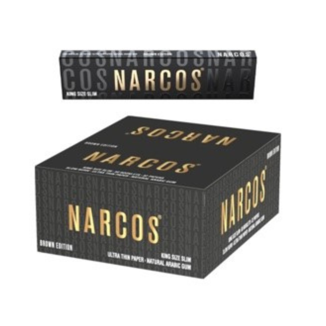 NARCOS ROLLING PAPER BROWN EDITION / KING SIZE SLIM + 32 TIPS / DISPLAY 24/ 4962