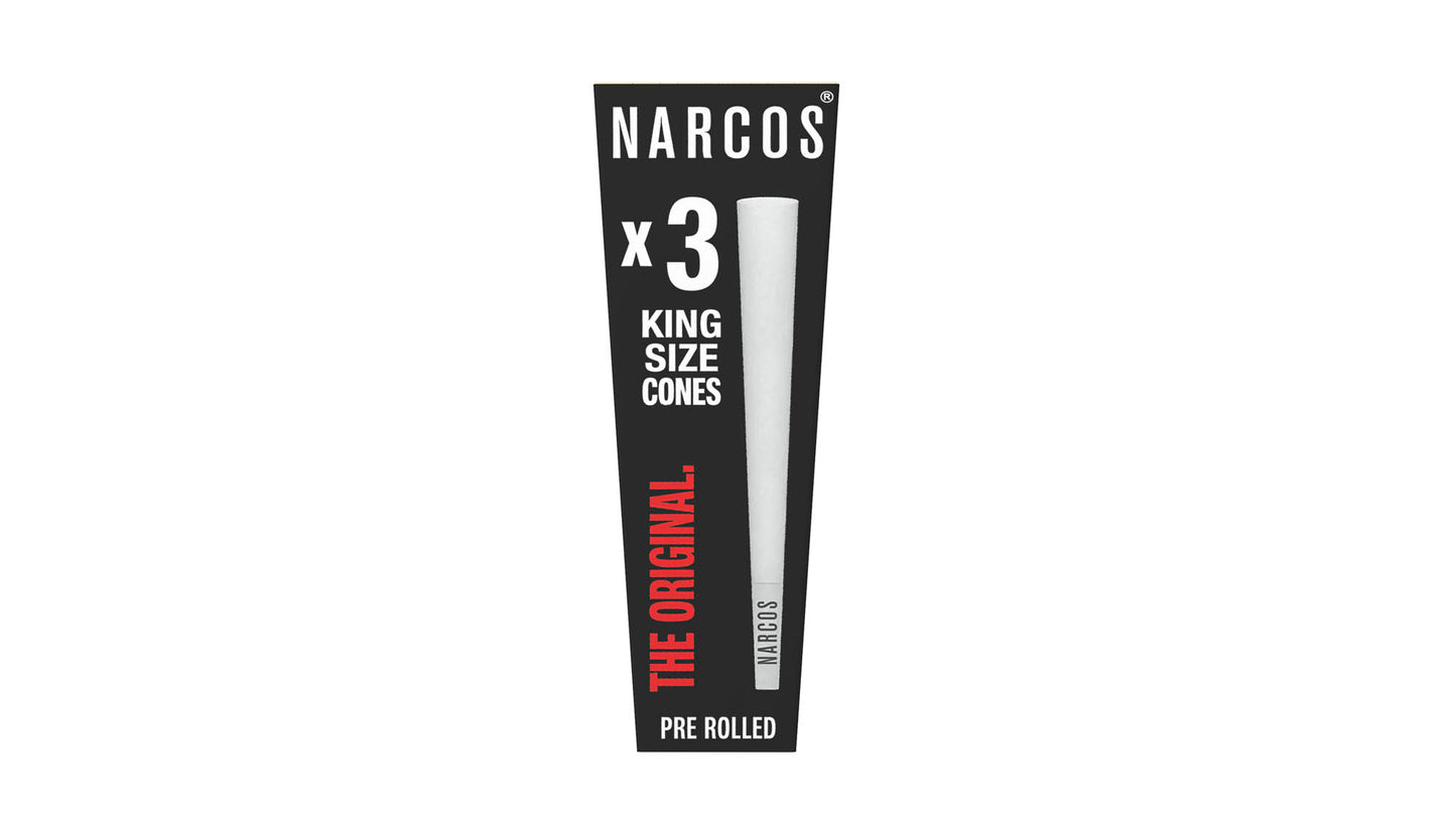 NARCOS CONES PRE-ROLLED MADE WITH NATURAL, ARABIC GUM & PREMIUM FRANCE PAPER / DISPLAY 32/ 4953