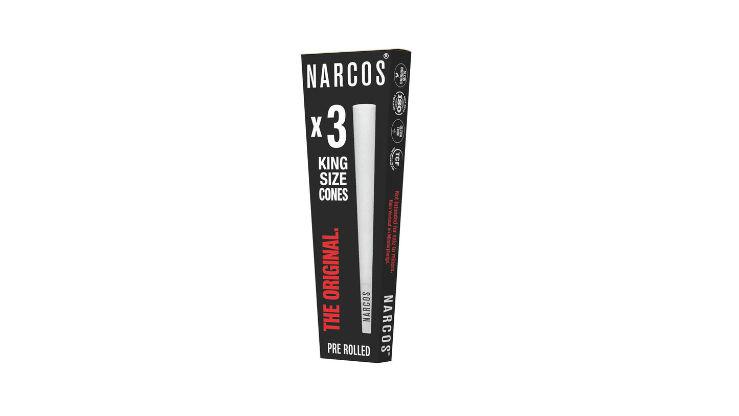 NARCOS CONES PRE-ROLLED MADE WITH NATURAL, ARABIC GUM & PREMIUM FRANCE PAPER / DISPLAY 32/ 4953