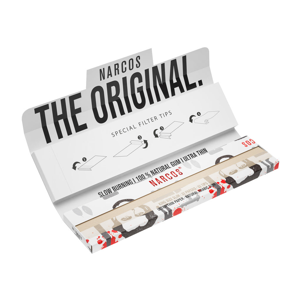 NARCOS ROLLING PAPER LIMITED EDITION / DISPLAY 24 PIECES / BROWN + WHITE MIX + TIPS / 4963