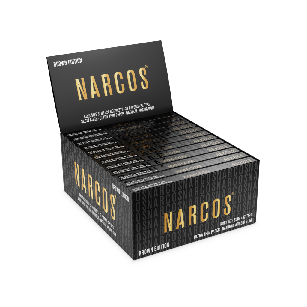 NARCOS ROLLING PAPER BROWN EDITION / KING SIZE SLIM + 32 TIPS / DISPLAY 24/ 4962