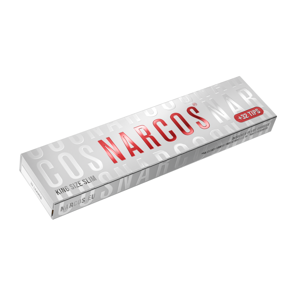 NARCOS ROLLING PAPER WHITE EDITION / KING SIZE SLIM + 32 TIPS / DISPLAY 24 PIECES / 4961